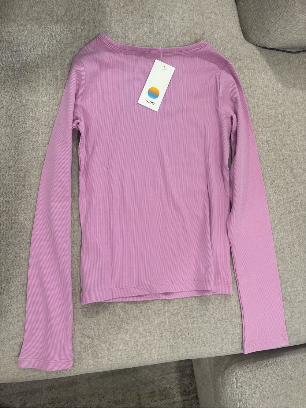Vuori Lightweight Ribbed Long-Sleeve Top in Lavender Pink - Picture 3 of 3